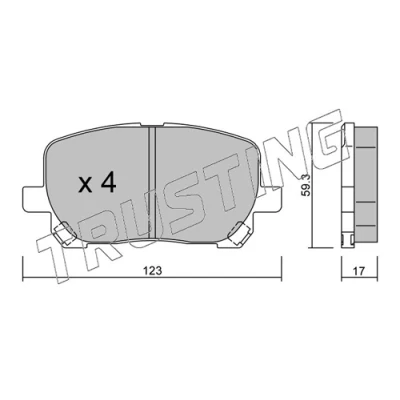 Afbeelding van TRUSTING 442.0 Remblokkenset Excl. slijtage waarschuwingscontact TOYOTA: Avensis Verso (M2) 2.0 D, VVT i 2001 2009