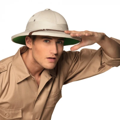 Afbeelding van Tropenhelm safari helmhoed lichtbruin volwassenen verkleed hoeden