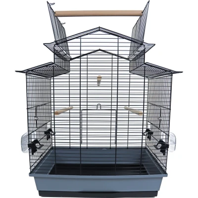 Afbeelding van Interzoo Vogelkooi Iza 3 cabrio Kleur: zwart/grijs Afmetingen: 58,5x38,5x65/76 cm.