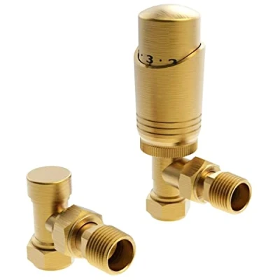 Afbeelding van Geborsteld Messing Thermostatische Radiatorklep Hoekige TRV Hoek Radiator Thermostaat Kleppen (Hoek)