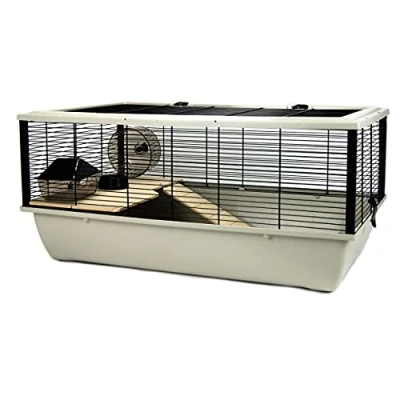 Afbeelding van Little Friends Grosvenor TK51262 ratten en hamsterkooi met houten plateau ladder, Grijs