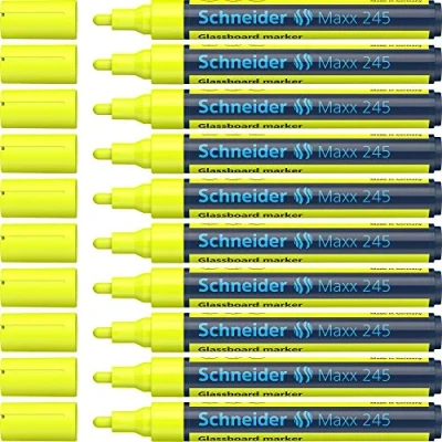 Afbeelding van Schneider Maxx 245 glazen marker (voor oppervlakken, droog afwisbaar) 10 Stuk geel