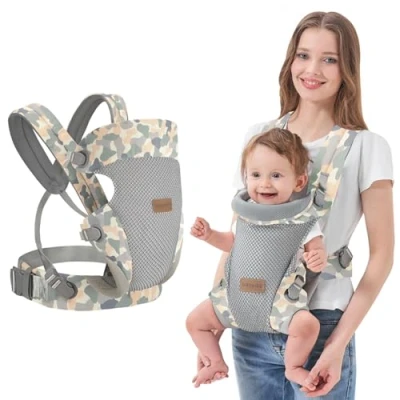Afbeelding van IULONEE Draagzak Ergonomisch Multifunctioneel Draagdoek Lichtgewicht Ademend voor Baby&#039;s van 3 36 Maanden (Minder dan 20kg) Grijs