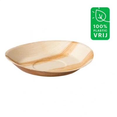 Afbeelding van Biodore Bord rond 1 vaks palmblad Ø22cm naturel 25 stuks