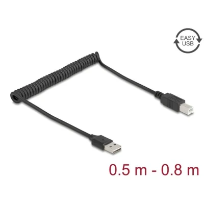 Afbeelding van Delock Spiralkabel EASY USB 2.0 Typ A Stecker zu B 0,5