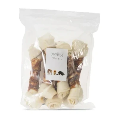 Afbeelding van Petstyle Living Geknoopt Bot Wit Met Eend 20 21 CM 6 STUKS