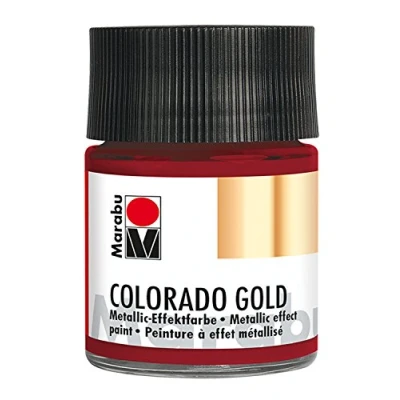 Afbeelding van Marabu 12640005732 metallic effectverf, Colorado Gold rood, 50 ml, op waterbasis, lichtecht, weerbestendig, sneldrogend, voor kwasten en stippen absorberende ondergronden