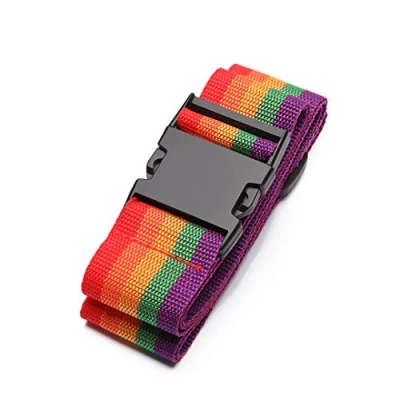 Afbeelding van Kono bagage riem verstelbare lange reizen verpakking kleurrijke koffer veiligheid riemen, regenboog