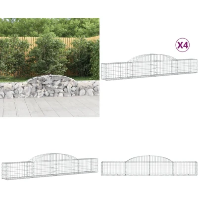 Afbeelding van vidaXL Schanskorven 4 st gewelfd 300x30x40/60 cm gegalvaniseerd ijzer