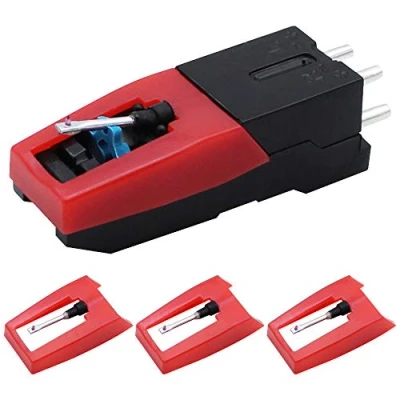 Afbeelding van DXLing 4 Pieces Vinyl Turntable Cartridge Universal Record Player with Replacement Needles Ruby Tip Rod Stylus Music Accessories for LP Phonograph