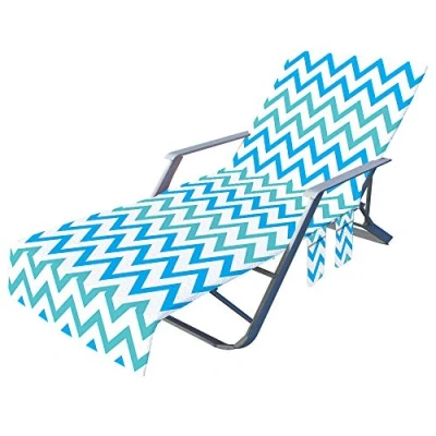 Afbeelding van Fansu strandlaken voor loungestoel, draagbare microfiber strandstoelhoezen met zijvak, zwembad, hotel, buiten, vakantie, tuin, ligstoel, ligstoelen (75 x 210 cm, Chevron)