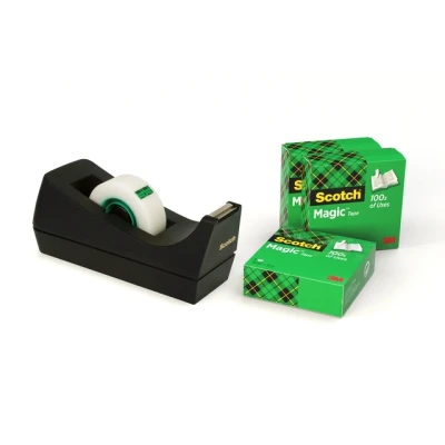 Afbeelding van Plakbandhouder Scotch C38 zwart + 4rol magic tape 19mmx33m