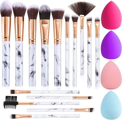 Afbeelding van Fily Duaiu make upkwastenset, 15 stuks, synthetische rouge contour, foundation, concealer, oogschaduw, kwast met upspons