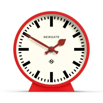 Afbeelding van NEWGATE® M Mantel Railway Silent Sweep Clock &#039;No Tick&#039; een moderne schoorsteenklok kleine schoorsteenklokken stationsknop (rood)