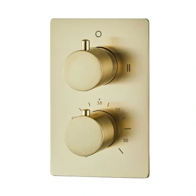 Afbeelding van Saniclear Brass inbouw thermostaatkraan geborsteld messing / mat goud