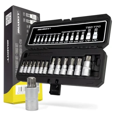 Afbeelding van torx moerbitset steeksleutel binnen set T8 T70 moeren gereedschap 1/4&quot; 3/8&quot; 1/2&quot; aandrijving