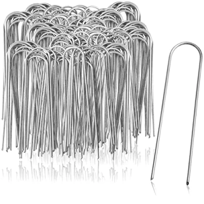Afbeelding van COM FOUR® 200x grondankers van gecoat staal robuuste grondpennen voor bevestiging onkruidvlies en folies tuin camping rond (200 stuks 150x25x3mm)