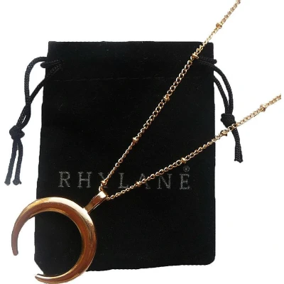 Afbeelding van Goudkleurige Ketting Met Bolletjes Maansikkel Hanger Hoorns 45 + 5 cm verstelbaar Rhylane