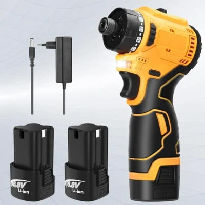 Afbeelding van Boorschroevendraaier accu 16,8 V, accuschroevendraaier met 2 batterijen 1,3 Ah, elektrische schroevendraaier max. 55 Nm, 23 + 1 draaimomentinstelling, snelheden, LED licht, voor reparatie,