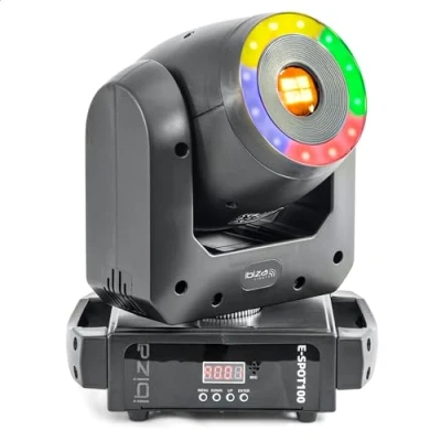 Afbeelding van Ibiza E SPOT100 DMX bestuurbare 100W LED spot movinghead met RGB ring