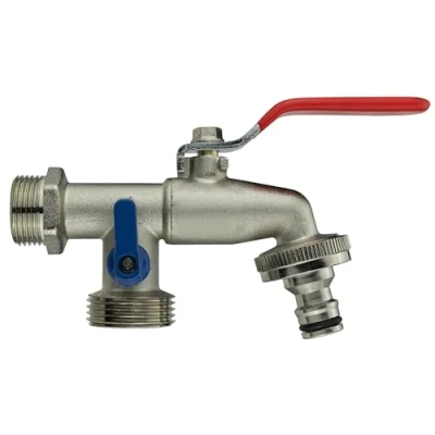 Afbeelding van Kogel tapkraan / buitenkraan met extra aansluiting 1/2&quot; x 3/4&quot; buitendraad