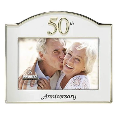Afbeelding van Malden International Designs Bruiloft 50e verjaardag twee toon fotolijst, 4x6, goud/zilver