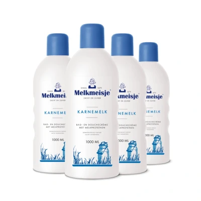 Afbeelding van 4x Melkmeisje Bad en Douche Creme Karnemelk 1000 ml