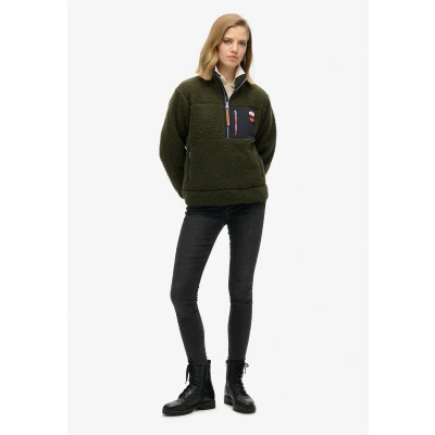 Afbeelding van Superdry Vintage retro fleecetrui met halve rits Dames Truien