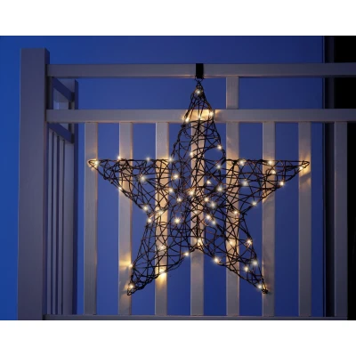 Afbeelding van Kerstster met verlichting 79 x 76 cm (48 LEDs, Wicker, Eénzijdig)
