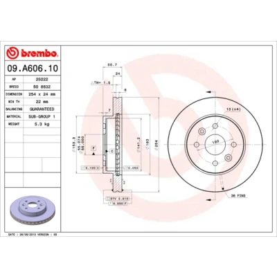 Afbeelding van Brembo Remschijf 09.A606.10