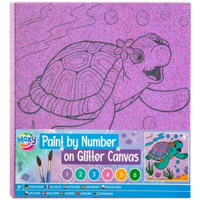 Afbeelding van Schilderen op Nummer Glitter Canvas, 9dlg.