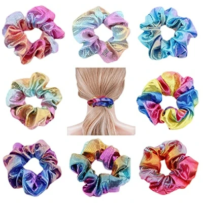 Afbeelding van 10 stuks satijn elastische scrunchies, satijnen haar scrunchies haarbanden chiffon bloemen haarbanden, voor dik krullend