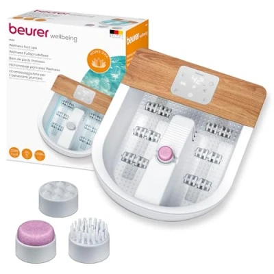 Afbeelding van Beurer FB 65 Wellness voetspa met waterverwarming en schakelbare verlichting, geïntegreerd roterend pedicurestation, ontspannende vibratie bubbelmassage