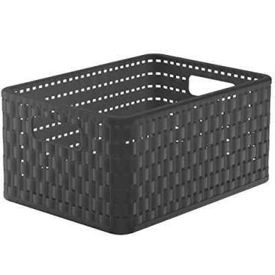 Afbeelding van Rotho Country Opbergdoos 11l in rotan look, Kunststof (PP) BPA vrij, antraciet, A5+/11l (32.8 x 23.8 16.0 cm)