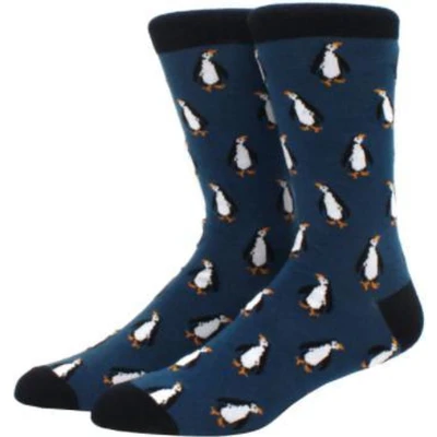 Afbeelding van Sokken heren mannen blauw print pinguin 40 45