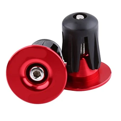 Afbeelding van 2 stuks fietsstuurgrepen, eindstop, stuurstop, voor de meeste fietsen, racefietsen (rood)