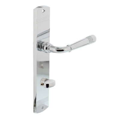 Afbeelding van Intersteel Deurkruk Emily op langschild met toilet /badkamersluiting 78/8 mm chroom