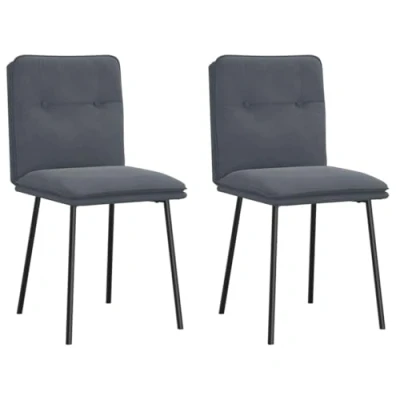 Afbeelding van Eetkamerstoelen 2 st fluweel donkergrijs