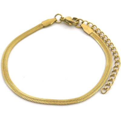 Afbeelding van Armband Dames Schakels 5 mm RVS Lengte 16 19 cm Goudkleurig