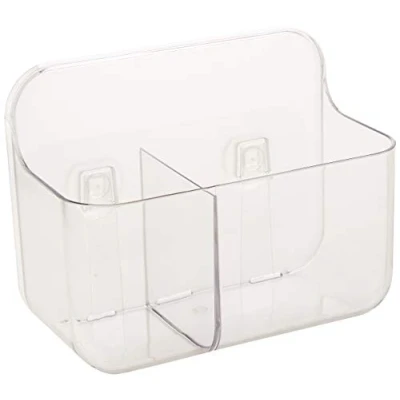 Afbeelding van Addis Invisifix Badborstel 2 vakken Caddyhouder, Doorschijnend, 9,5 x 14 18 cm