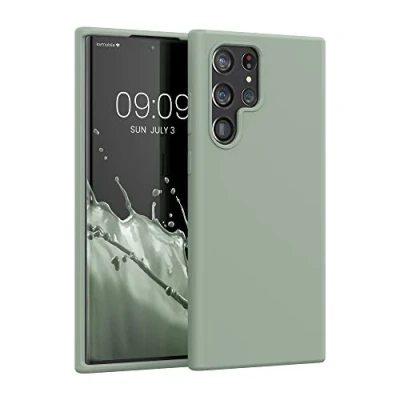 Afbeelding van kwmobile telefoonhoesje geschikt voor Samsung Galaxy S22 Ultra Hoesje met siliconen coating Smartphone case in grijsgroen