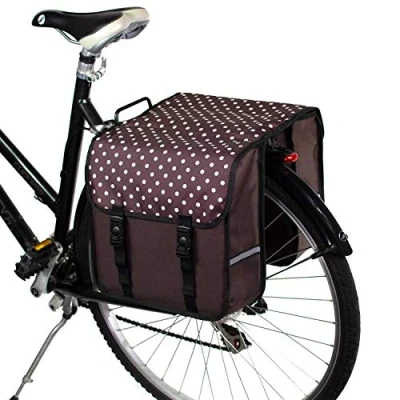 Afbeelding van BikyBag Classic Dubbele Fietstassen Voor Achterfietsdragers (Bruine Stippen)