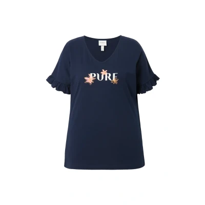 Afbeelding van Ulla Popken PURE Vausschnitt Pyjamashirt, Dames, Maat: 42/44, Marine