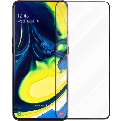 Afbeelding van Cadorabo Volledig scherm pantserfolie geschikt voor Samsung Galaxy A80 / A90 4G in TRANSPARANT met ZWART Gehard (Tempered) display beschermglas 9H hardheid 3D Touch (RETAIL PACKAGING)