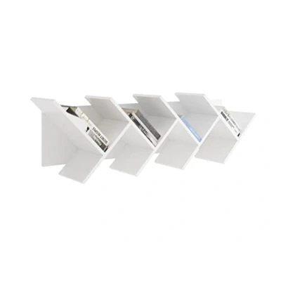 Afbeelding van Boekenplank zwevend geometrisch wit