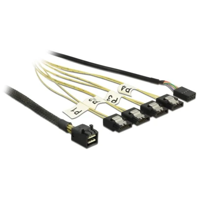 Afbeelding van Delock Cable Mini SAS HD SFF 8643&gt;4 x SATA 7 pin Reverse + Sideband 0.5 m
