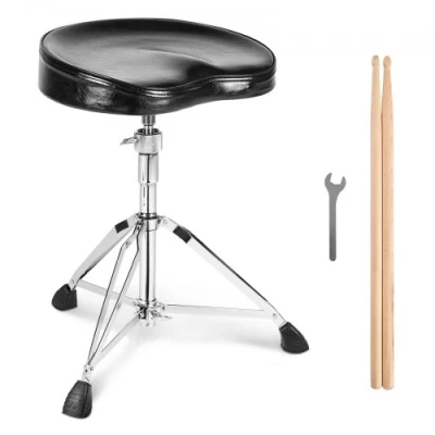 Afbeelding van VEVOR Drumtroon, 540 670 mm in hoogte verstelbaar, gewatteerde drumkruk met antislipvoeten, 5A drumsticks, 227 kg, 360 graden draaibare drumstoel voor drummers