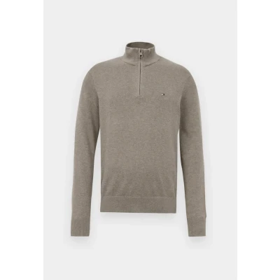 Afbeelding van Tommy Hilfiger PIMA ZIP MOCK Trui, Heren, Maat: Small, Coastal taupe heather