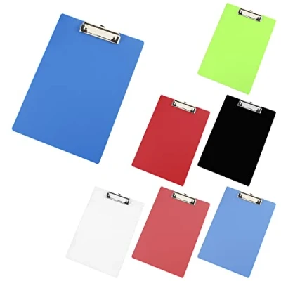 Afbeelding van PMELCXD 7 stuks klembord A5 met rubberen metalen klem, schrijfbord ophangoog, padhouder, clipboard transparant kunststof schrijfblok set kleuren