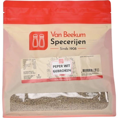 Afbeelding van Van Beekum Specerijen Peper Wit Gebroken 1 kilo (hersluitbare stazak)